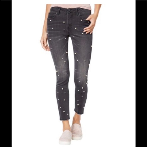 Indigo Rein Ankle Skinny Jeans with Pearl Detail Size 5 EUC - Picture 1 of 6